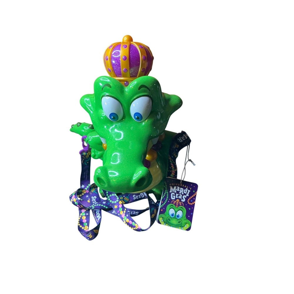 Universal Studios Mardi Gras 2025 Gator Alligator Popcorn Bucket w/ Lanyard NWT